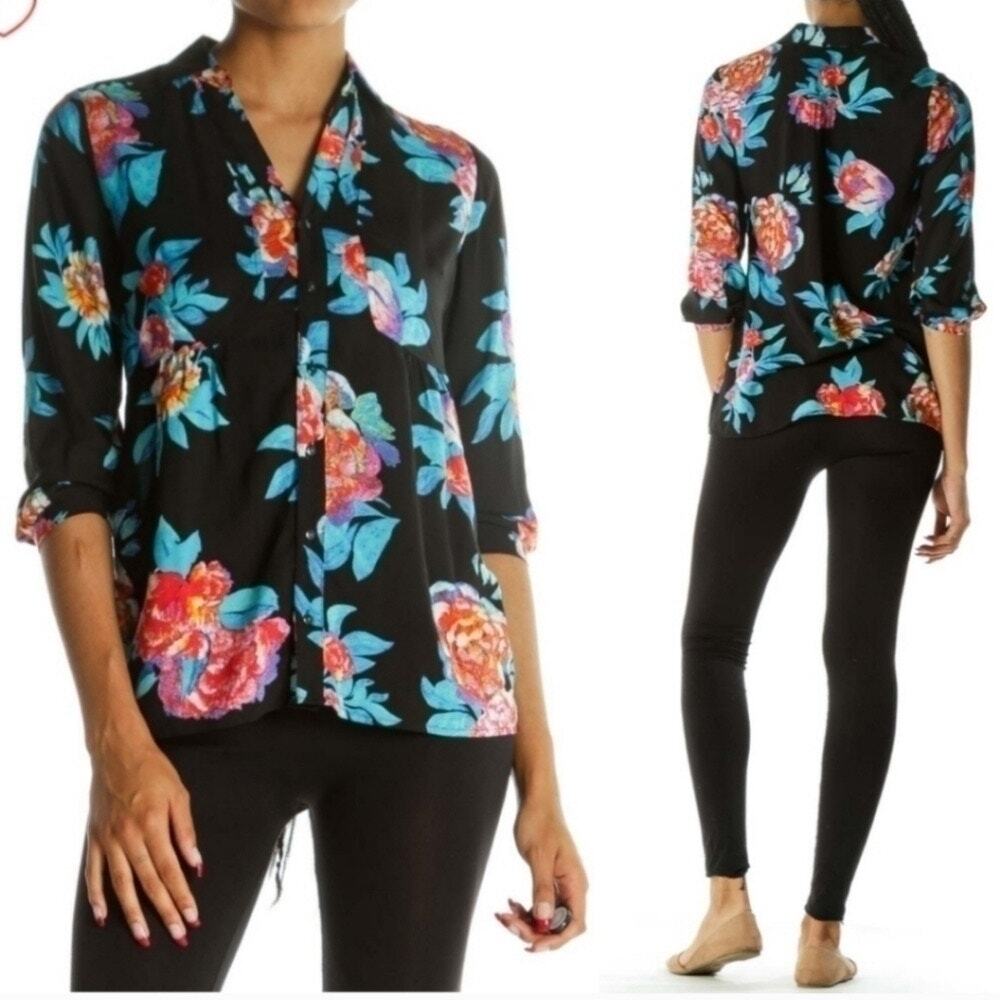 Maeve By Anthropologie Floral Hawaiian Island Buttondown Blouse/Shirt, Sz 4 - Picture 1 of 10